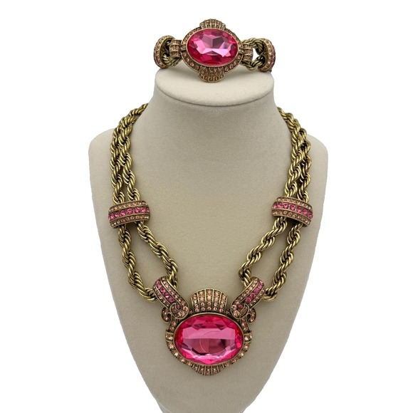 Heidi Daus Jewelry - Heidi Daus Chain Of Events PINK Necklace Bracelet  Jewelry Set OF 2 STUNNING!